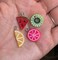 Fruit Slice Medley Charm Lot - Pink Grapefruit ~ Orange ~ Kiwi ~ Watermelon (K369) (4x)